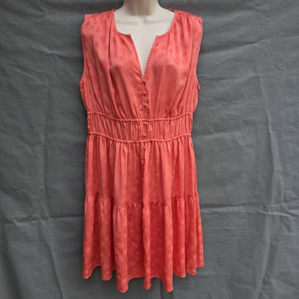 Current Air Size L Coral Orange Button Front Sleeveless Dress Size L Mini A Line